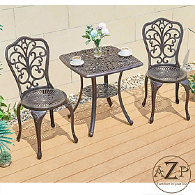 Bộ Bàn Ghế Sân Vườn 60cm Ngoài Trời Outdoor Ban Công (100% Nhôm Đúc) Hàng Nhập Khẩu 100%.