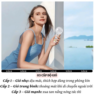 Quạt cầm tay turbo mini siêu mát Pin trâu 1200 mAh, nhỏ gọn linh hoạt hiệu WlWU WI-FS012 - 03 chế độ gió, dùng liên tục 6h, thiết kế đẹp, bền - hàng nhập khẩu
