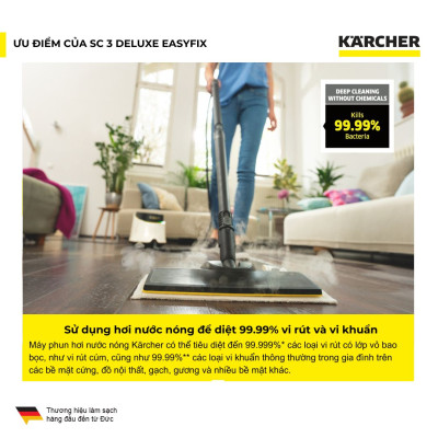 Máy làm sạch bằng hơi nước Karcher SC 3 Deluxe Easyfix - Model 2025 - Hàng Chính Hãng