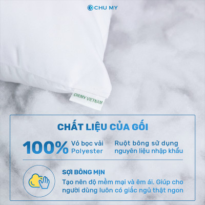 Ruột gối khách sạn bông 3D CHU MY chuyên dùng cho khách sạn 2-3 sao, nâng đỡ vai gáy hoàn hảo
