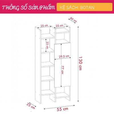 Giá sách gỗ công nghiệp thiết kế độc đáo SMLIFE Botan