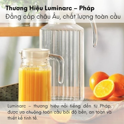 Bình đựng nước thủy tinh Luminarc Quadro G2666, dung tích 1.1L, dùng máy rửa bát | Hàng chính hãng