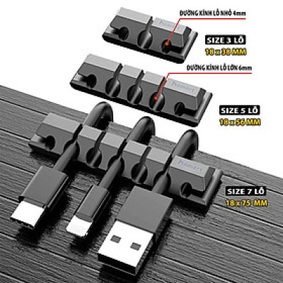Kẹp Giữ Dây Sạc Silicone Cố Định Chống Rối Dây Điện Hamart Keo Acrylic Siêu Dính Tường Tiện lợi - Hàng Nhập Khẩu
