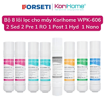 Combo 8 lõi lọc nước Korihome Hàng chính hãng dùng cho máy lọc nước Korihome WPK-608, WPK-918, WPK-913, WPK-606, WPK-818, WPK-916, WPK-G60, WPK-938 nhập khẩu Hàn Quốc