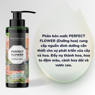 Phân bón DƯỠNG HOA MONROVIA hữu cơ giúp hoa to dậm màu cho hoa hồng, hoa lan, dung tích 500ml