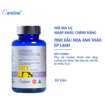 Viên Tinh Dầu Hoa Anh Thảo Úc Careline Evening Primrose Oil - Hỗ Trợ Tăng Cường Sức Khỏe, Làm Đẹp Da 60 Viên/Hộp
