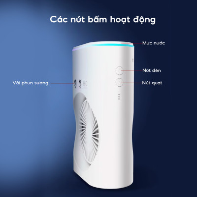 Quạt hơi nước tích điện Half Horse, xoay 180 pin 2500 mAh, thời gian sử dụng 6 tiếng, hàng chính hãng