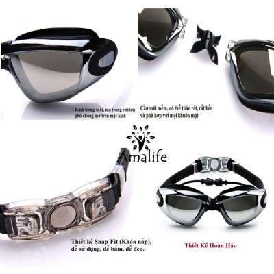 Kính Bơi Người Lớn Nam Nữ Cao Cấp miDoctor - Tặng Kèm Bịt Tai + Hộp Đựng Kính - Hàng Chính Hãng
