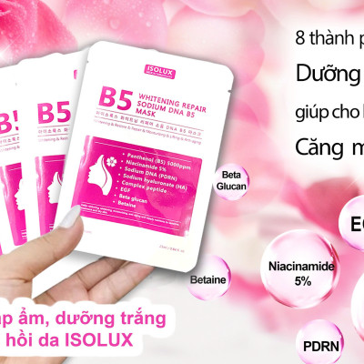 Mặt nạ ISOLUX Whitening Repair Sodium DNA B5 mask 25ml hạn 2027 dưỡng trắng cấp ẩm phục hồi