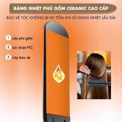 Máy duỗi tóc Kemei KM-3114P điều chỉnh 4 mức nhiệt sử dụng được cho mọi loại tóc - Hàng chính hãng