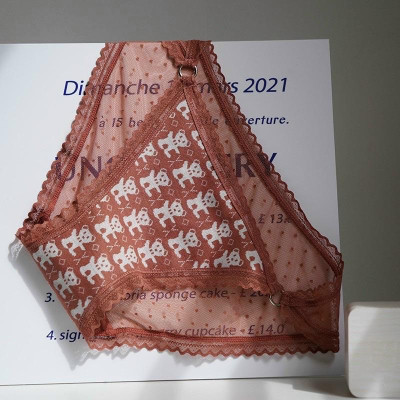 Combo 5 quần lót nữ thun dệt in hình gấu phối ren 409 – Co giãn 4 chiều, siêu mềm mại