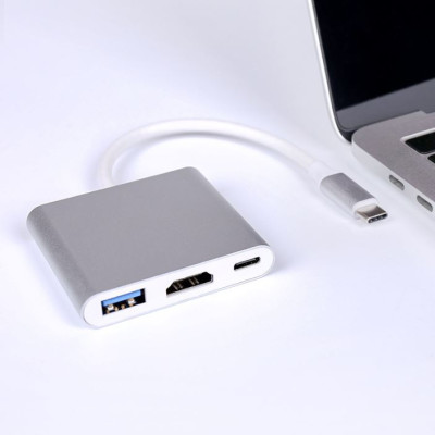 Hub chuyển đổi USB Type-C Sang USB 3.0/HDMI-Type C (Bạc)