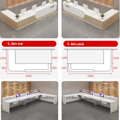 Bàn thu ngân, bàn lễ tân, bàn tính tiền bằng gỗ MDF QTT507- NỘI THẤT LẮP RÁP VIENDONGADV