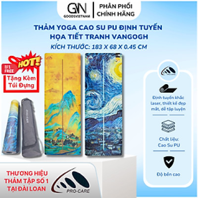 Thảm Yoga Cao su PU Định Tuyến Chống Trượt, Thấm Hút Mồ Hôi PRO-CARE Tranh Vẽ Van Gogh - Tặng Túi