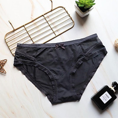 Quần Lót Băng Lụa Phối Ren Siêu Mềm Mát Lạnh Cạp Thấp Phong Cách Châu Âu WL84