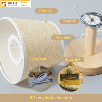 Đèn Ngủ Để Bàn Gỗ HUTA G9 Mini Phong Cách Vintage, Đầu Cắm USB, Decor Trang Trí Phòng Ngủ, Đầu Giường, Dải Led Ánh Sáng Vàng