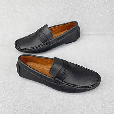 Giày Lười Da Nam Trường Hải GL330 Đế Âm da bò nguyên tấm 2 màu đen, vàng thời trang nam cao cấp 