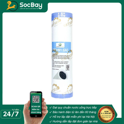 Combo 2 lõi lọc nước 12 dùng cho các dòng máy NANO và UF, Lõi PP.2IN1.GAC, Cation - Hàng Chính Hãng