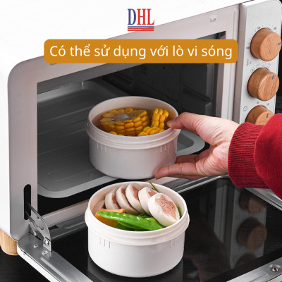 Lồng cơm 4 ngăn giữ nhiệt văn phòng Mitomo LCH-7086 dung tích 2.8L kèm nĩa và thìa