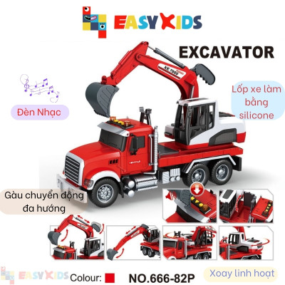 Máy Xúc Đồ Chơi Cỡ Lớn, Xe Công Trình Ô Tô Máy Xúc Cho Bé Có Đèn Nhạc