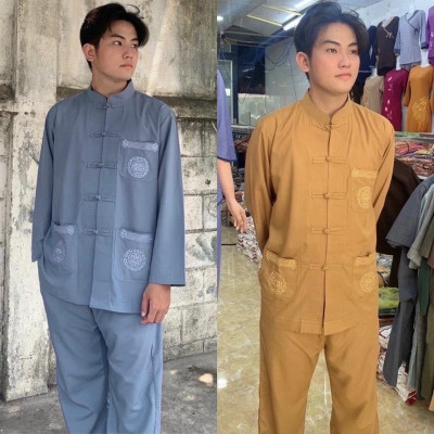 ĐỒ LAM ĐI CHÙA  Lãnh Tựu Nam Thêu 3 Túi Vải Kate & Tici