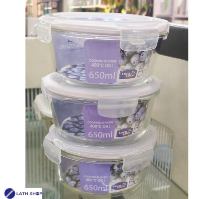Bộ 3 Thố thủy tinh tròn Lock&Lock LLG831 650ml