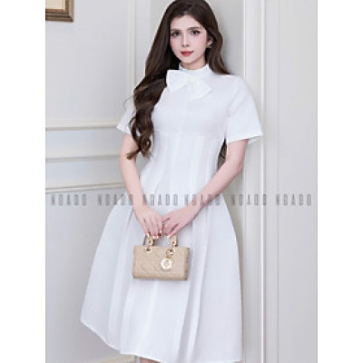 Đầm trắng cột nơ NGADO , đầm kiểu , đầm công sở , đầm đi tiệc