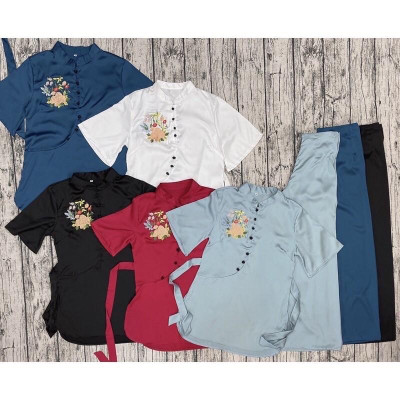 Đồ Đi Chùa PR028 Vải Lụa Cao Cấp Thêu Hoa Thắt Dây Cực Đẹp