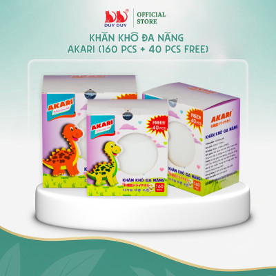 Combo  5 Gói Khăn khô đa năng Akari vải sợi tự nhiên 200 tờ (13.5x20cm) dạng rút thấm hút vượt trội