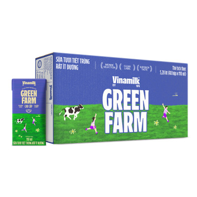 Thùng 48 hộp Tươi Tiệt Trùng Vinamilk Green Farm rất ít đường 110ml