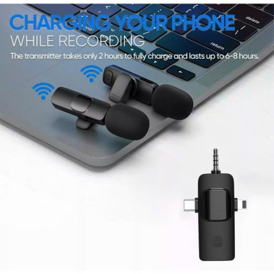 Micro Thu Âm Cài Áo Không Dây 2 Mic 3 Trong 1 Cho Điện Thoại (Android Cổng Type C – Iphone IOS Cổng Lightningg) Máy Tính Bảng PC Laptop Máy Ảnh (Jack 3.5) Loa Smartphone Lọc Tiếng Ồn Xa 20m Quay Video Tiktok Livestream Review Vlog Youtube – Hàng Nhập Khẩu
