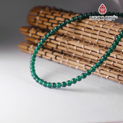 Vòng tay 5 line 4mm mã não xanh mệnh mộc hỏa - Ngọc Qúy