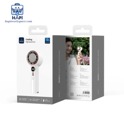 Quạt cầm tay mini hàng chính hãng WiWU Cooling High Speed Fan Wi-FS016: Thiết kế sang trọng, có sò lạnh, tốc độ gió cao