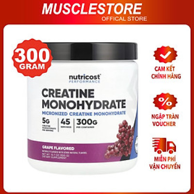 Bột Nutricost Creatine Monohydrate Powder Micronized 300G (46 Servings), Giúp Tăng Sức Mạnh