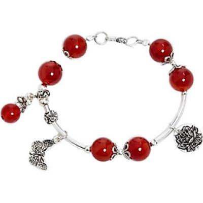 Vòng Tay Bạc Mix Đá Mã Não Đỏ Ngọc Quý Gemstones VT63