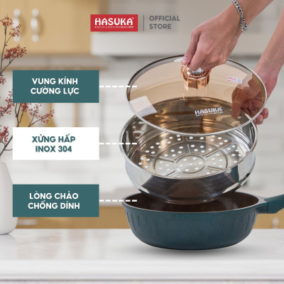 CHẢO CHỐNG DÍNH HASUKA HSK-368CR Hàng chính hãng