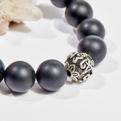 Vòng tay phong thủy đá obsidian charm lục 12mm mệnh thủy , mộc - Ngọc Quý Gemstones