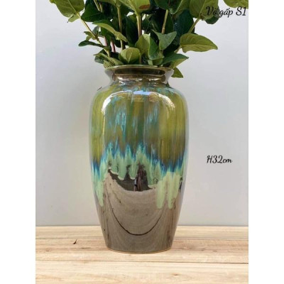 Bình cắm hoa men hỏa biến vuốt. Gốm sứ Bát Tràng.