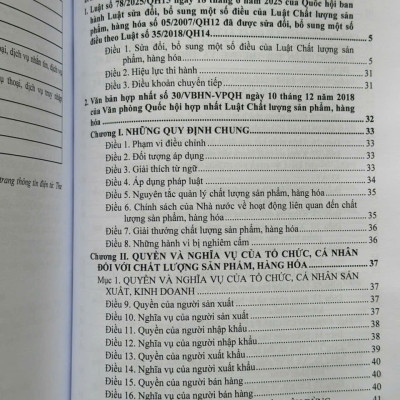 Sách Luật Chất Lượng Sản Phẩm, Hàng Hóa sửa đổi, bổ sung năm 2025 (V2615T)