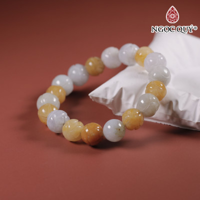 Vòng tay đá cẩm thạch khắc họa tiết hạt 10mm mệnh hỏa, mộc - Ngọc Quý Gemstones