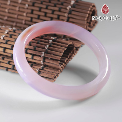Vòng tay đá Chalcedony hồng nhạt vân - Ngọc Quý Gemstones