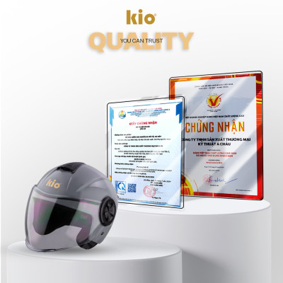 Mũ Bảo Hiểm 3/4 Kio SafeStyle Metro KN06K, Kính Dài Phủ Nano Chống Tia UV, Thông Gió Thoáng Khí