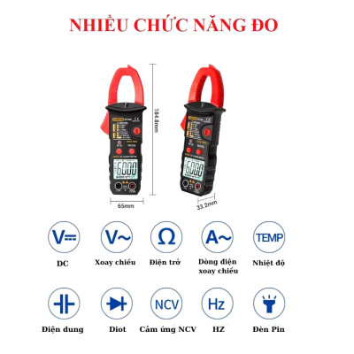 ANENG ST184 Ampe Kìm Kỹ Thuật Số Auto-Ranging (Tự Động Đo), Vạn Năng Kế True-RMS, Dụng Cụ Đo Điện Chuyên Dụng, hàng nhập khẩu