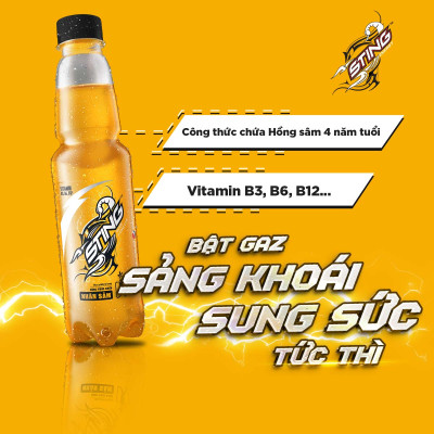 Thùng 24 Chai Nước Giải Khát Sting Vàng (330ml/chai)