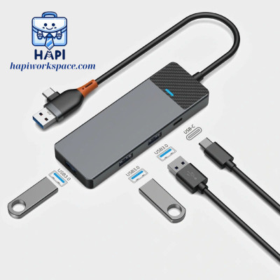 HUB mở rộng hàng chính hãng WiWU Linker 4-in-1 Wi-A431C: Đầu vào USB-A + USB-C, phù hợp nhiều dòng laptop