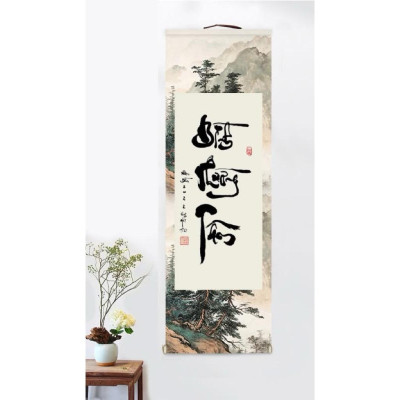 Liễn giấy bồi trục treo in viền hoa, nền kẻ ô chuyên dùng để viết thư pháp