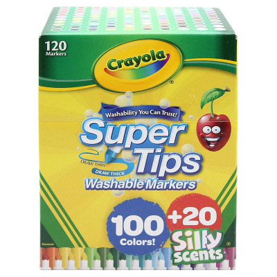 Hộp 120 Bút Lông Màu Super Tips - Dễ Tẩy Rửa - Crayola 585120