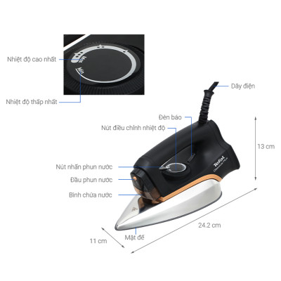 Bàn ủi khô Tefal FS3120L0 tích hợp bình xịt nước 1300W - Hàng chính hãng
