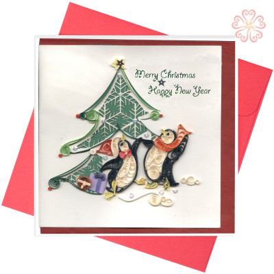 Combo 7 thiệp giáng sinh giấy xoắn, mẫu mã ngẫu nhiên - Quilling Arts Viet Net