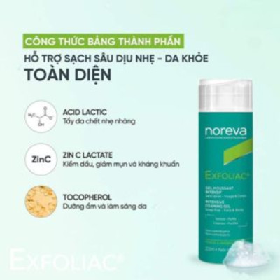 Sữa rửa mặt Noreva Exfoliac intensive foaming gel 200mL